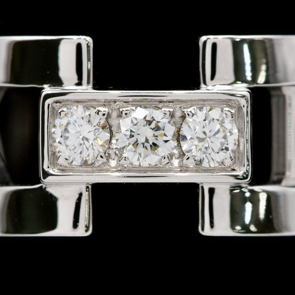 c241100036883 5 Tiffany Co Open Atlas Diamond Ring Size 9 K18WG 3P Roman Numerals White Gold