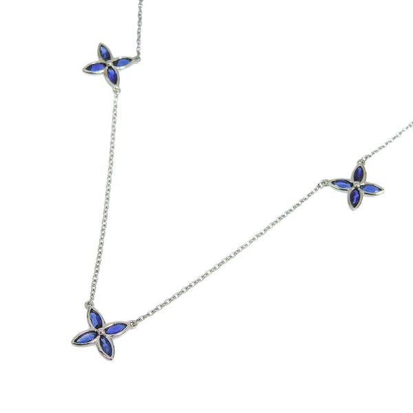 c241100036955 Tiffany Victoria Small Necklace Sapphire Pt950 New Polished Flower Platinum Jewelry