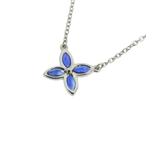 c241100036955 3 Tiffany Victoria Small Necklace Sapphire Pt950 New Polished Flower Platinum Jewelry