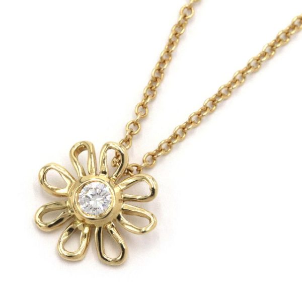 c241100038419 Tiffany Co Daisy Necklace K18YG Diamond Yellow Gold Accessory Flower