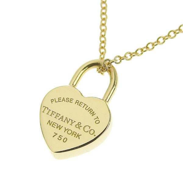 c241100039839 Tiffany Co Mini Heart Tag Pendant K18YG Motif Heart Necklace Solid Gold Yellow Gold