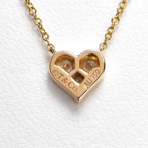 c241100041430 2 Tiffany Co Sentimental Heart Necklace K18PG 3P Diamond Pendant Pink Gold