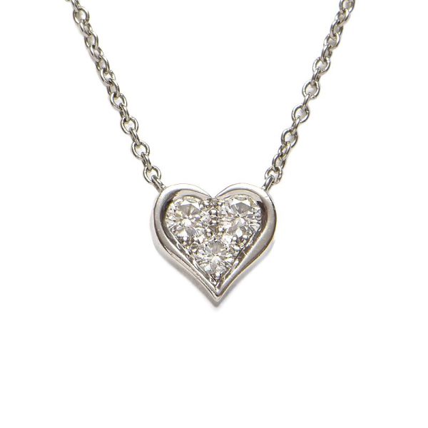 c241100041465 Tiffany Co Sentimental Heart Necklace Pt950 3P Diamond Pendant Platinum