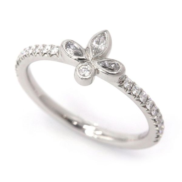 c241100042581 Tiffany Co Fleur de Lys ring Size 65 Pt950 Diamond Platinum Flower Motif