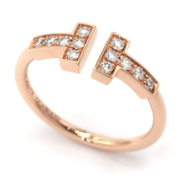 c241100043825 Tiffany Tiffany T Wire Ring No 8 60147315 K18PG Total 013ct Natural Diamonds New Polished Pink Gold