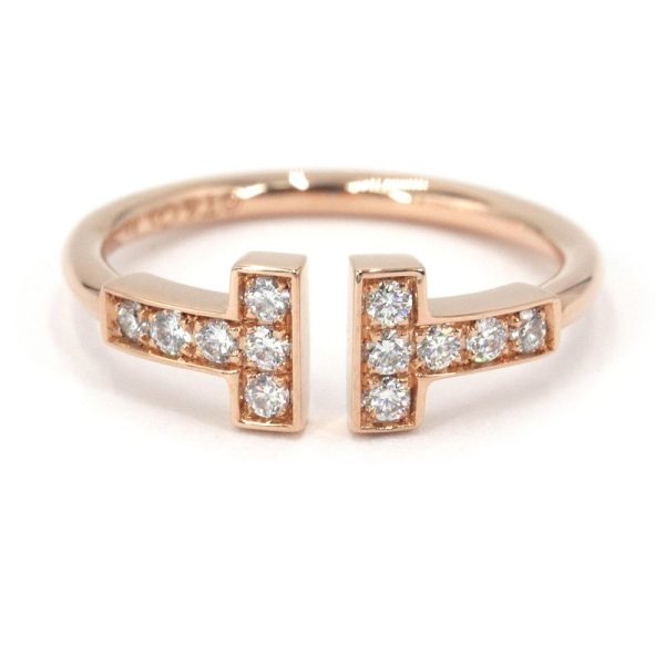 c241100043825 1 Tiffany Tiffany T Wire Ring No 8 60147315 K18PG Total 013ct Natural Diamonds New Polished Pink Gold