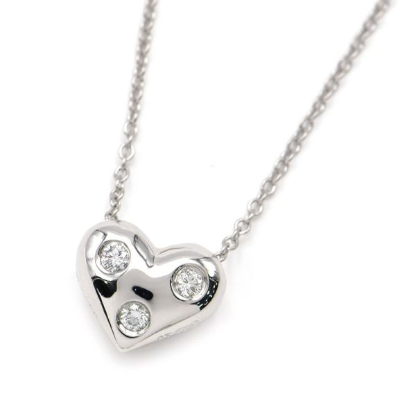 c241100045101 Tiffany Co Dots Heart Necklace Pt950 K18WG Diamond Platinum Motif