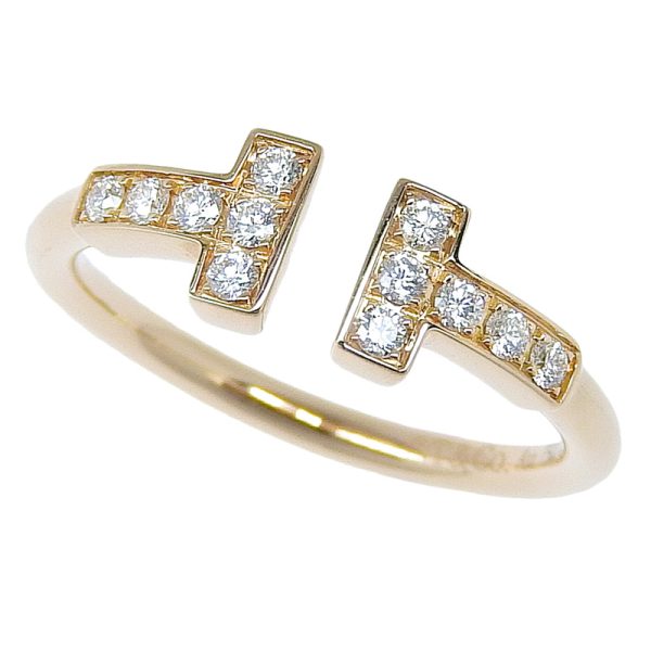 c241100045132 Tiffany Tiffany T Wire Ring Diamond Size 65 K18PG New Polished Pink Gold Ring Jewelry