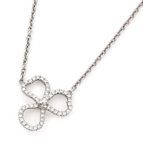 c241100045154 Tiffany Paper Flower Open Flower Diamond Pendant Pt950 Pave Diamond Petal Motif Platinum 40cm