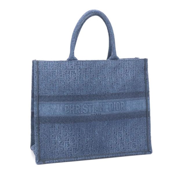 c241100046189 Christian Dior Oblique Book Denim Tote Bag Blue