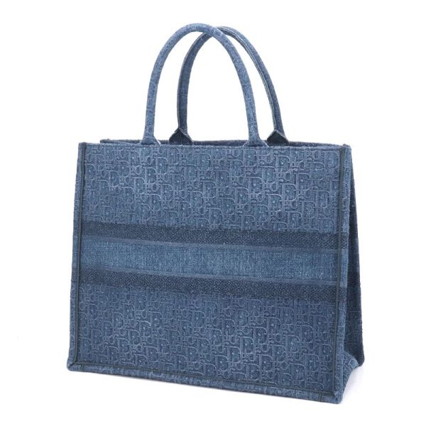 c241100046189 1 Christian Dior Oblique Book Denim Tote Bag Blue