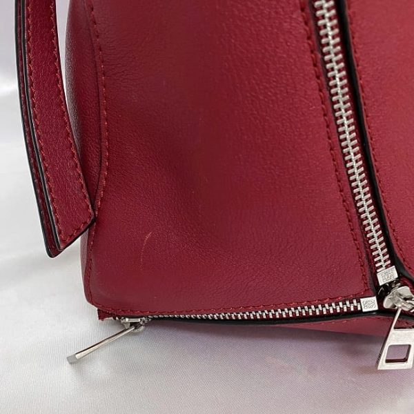 f 19176 9 Loewe 2way Puzzle Bag Medium Zip Red Silver Zipper Leather Shoulder Bag