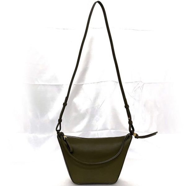 f 19569 2 Loewe 2way Bag Hammock Mini Hobo Khaki Oro Leather Handbag Shoulder Bag Zipper