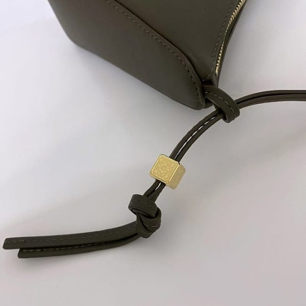 f 19569 8 Loewe 2way Bag Hammock Mini Hobo Khaki Oro Leather Handbag Shoulder Bag Zipper