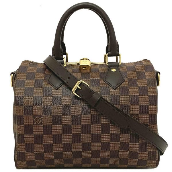 f16972 1 Louis Vuitton 2way Speedy Bandouliere Brown Gold Damier Ebene Canvas Leather Mini Handbag Shoulder Zipper