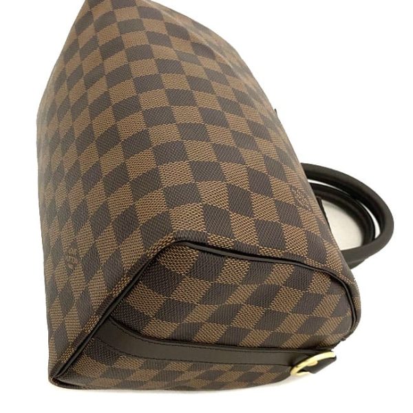 f16972 6 Louis Vuitton 2way Speedy Bandouliere Brown Gold Damier Ebene Canvas Leather Mini Handbag Shoulder Zipper