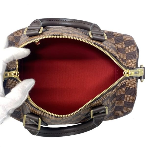 f16972 7 Louis Vuitton 2way Speedy Bandouliere Brown Gold Damier Ebene Canvas Leather Mini Handbag Shoulder Zipper