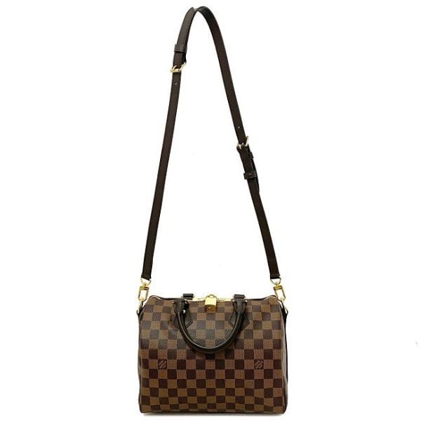 f16972 8 Louis Vuitton 2way Speedy Bandouliere Brown Gold Damier Ebene Canvas Leather Mini Handbag Shoulder Zipper