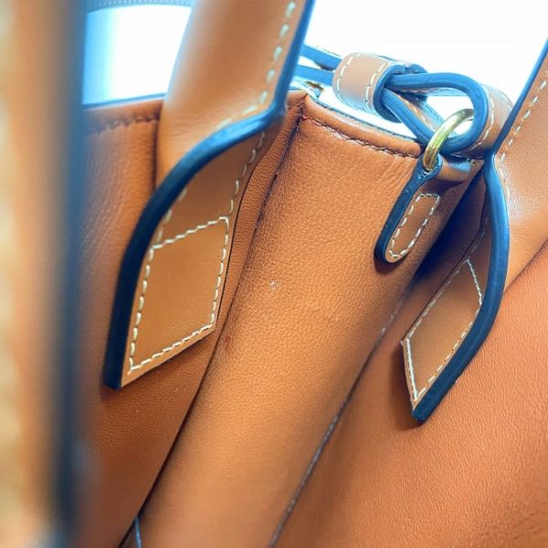 f17390 8 Celine 2way Mini Vertical Hippo Cabas Beige Brown Canvas Leather Handbag Shoulder