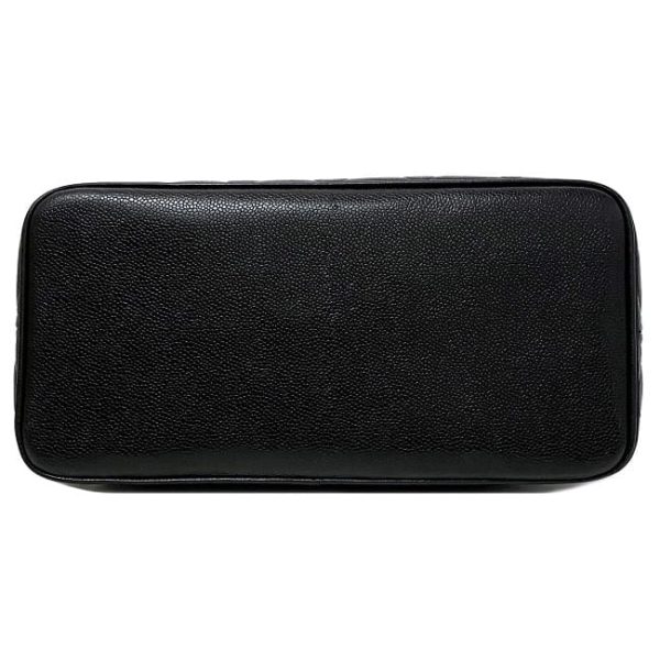 f17574 4 Chanel Reprinted Tote Bag Leather Caviar Skin Black Coco Mark Zipper Top Handle