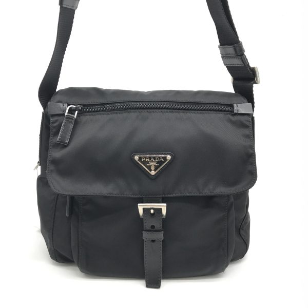 imgrc0105606010 Prada Nylon Shoulder Bag Triangle Logo Plate Crossbody Pochette Bag Unisex Black