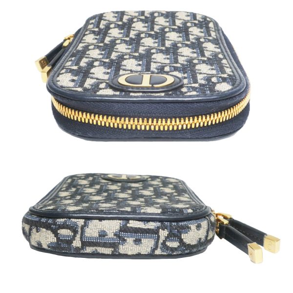 m2404 06 800575mr 03 Dior Montaigne 30 Phone Holder Shoulder Bag Oblique Navy GD Hardware Jacquard