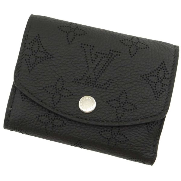 m67498 01 Louis Vuitton Wallet Monogram Mahina Portefeuille Iris XS Vuitton Tri fold Wallet Black