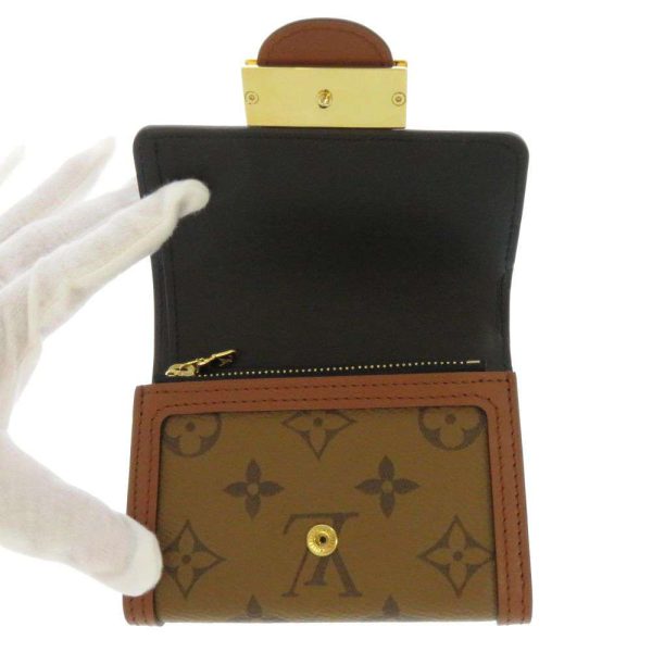 m68725 04 Louis Vuitton Tri fold Wallet Monogram Reverse Dauphine Compact M68725 Brown