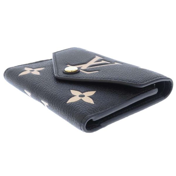 m80968 02 Louis Vuitton Wallet Monogram Empreinte Portefeuille Victorine Black Beige