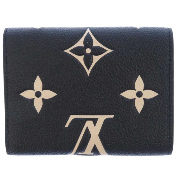 m80968 03 Louis Vuitton Wallet Monogram Empreinte Portefeuille Victorine Black Beige