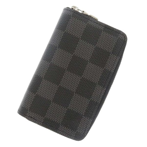 n63076 01 Louis Vuitton Coin Case Damier Graphite Zipper Coin Purse Black