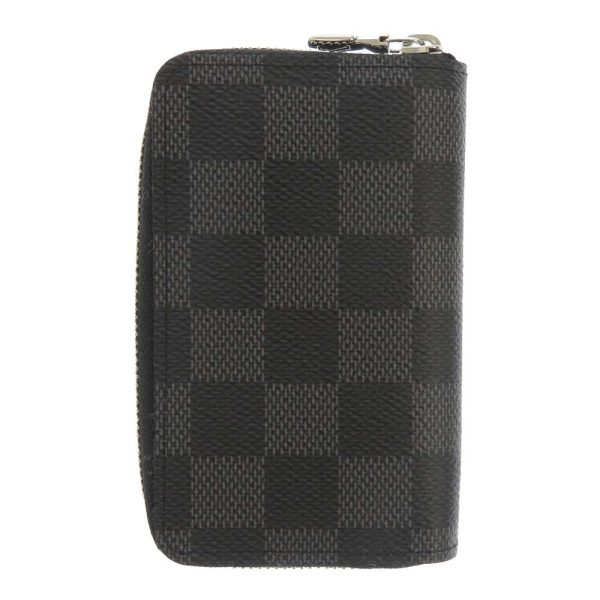 n63076 03 Louis Vuitton Coin Case Damier Graphite Zipper Coin Purse Black