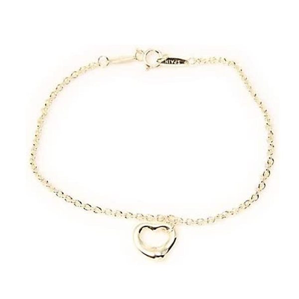 tf abtf00243l Tiffany Co Elsa Peretti Mini Open Heart Bracelet 18k Yellow Gold