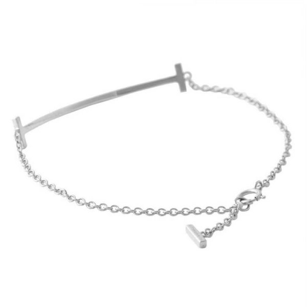 tf abtf00704l 4 Tiffany Co T Smile Medium White Gold K18WG Ladies Bracelet