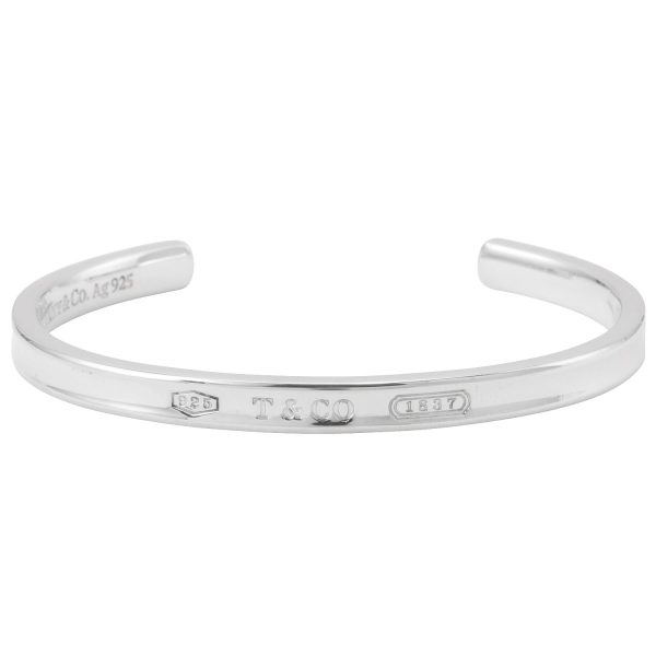 tf abtf00808l Tiffany Co Medium Silver Bangle Narrow Cuff Bracelet