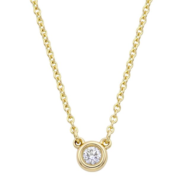 tf antf00340l 3 Tiffany Co Elsa Peretti Single Diamond 18k Yellow Gold Visor Yard Pendant Necklace