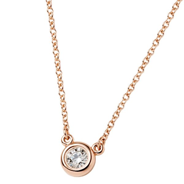 tf antf00390l Tiffany Co Elsa Peretti by The Yard Single Diamond 003ct Pendant Necklace 18k Rose Gold