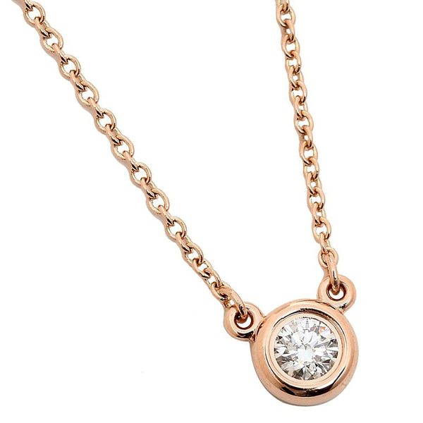 tf antf00390l 3 Tiffany Co Elsa Peretti by The Yard Single Diamond 003ct Pendant Necklace 18k Rose Gold