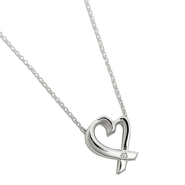 tf antf00406l 2 Tiffany Co Paloma Picasso Loving Heart Diamond Pendant Necklace 925 Sterling Silver