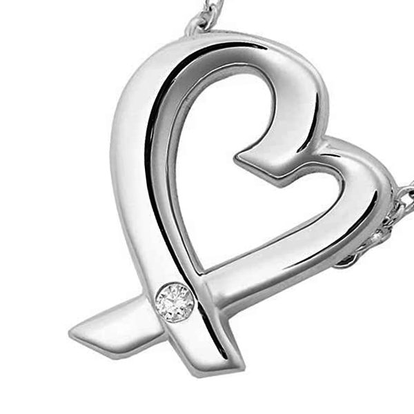 tf antf00406l 3 Tiffany Co Paloma Picasso Loving Heart Diamond Pendant Necklace 925 Sterling Silver