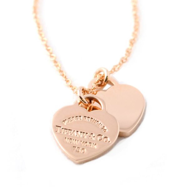 tf antf00467l Tiffany Co Mini 2 Heart Double Heart Pendant Necklace 18k Rose Gold