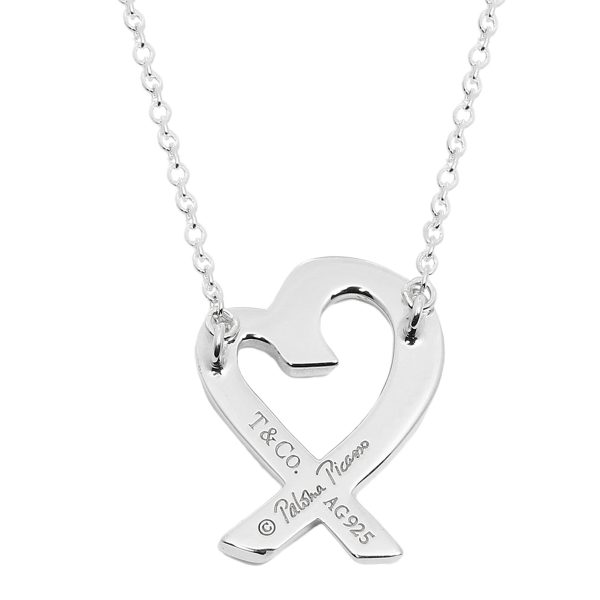 tf antf00477l 4 Tiffany Co Paloma Picasso Loving Heart Pendant Necklace Sterling Silver 925