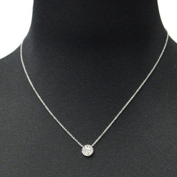 tf antf00482l 2 Tiffany Co Diamond 16in Circle Pendant 18k White Gold Necklace