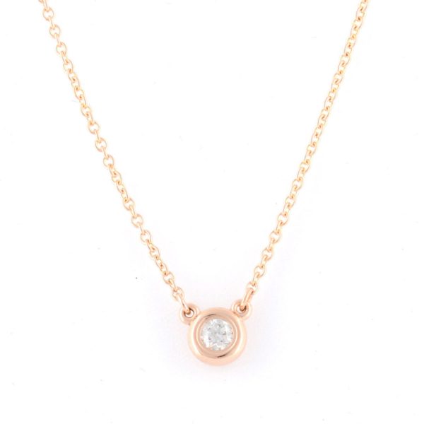 tf antf00490l Tiffany Co Elsa Peretti 010ct Diamond by The Yard Pendant 18k Rose Gold Necklace