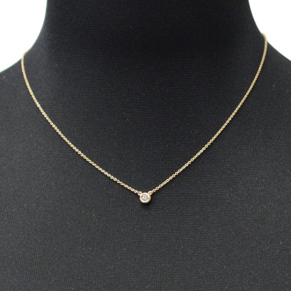 tf antf00490l 1 Tiffany Co Elsa Peretti 010ct Diamond by The Yard Pendant 18k Rose Gold Necklace