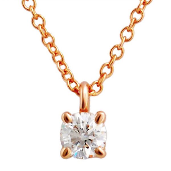 tf antf00507l Tiffany Co 017ct Solitaire Diamond Pendant 18k Rose Gold Necklace