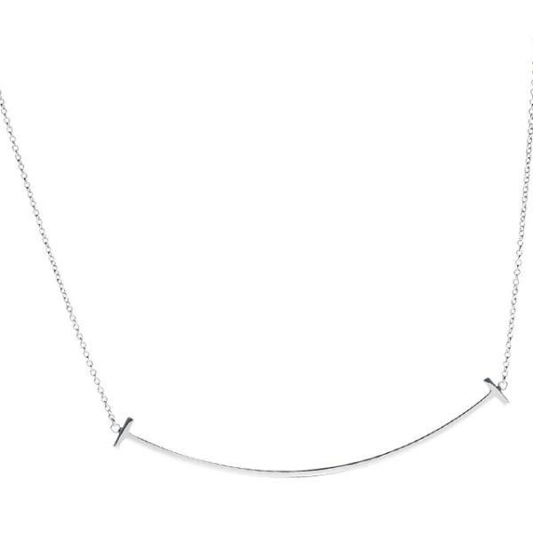 tf antf00519l 1 Tiffany Co T Smile Pendant 18K White Gold Necklace