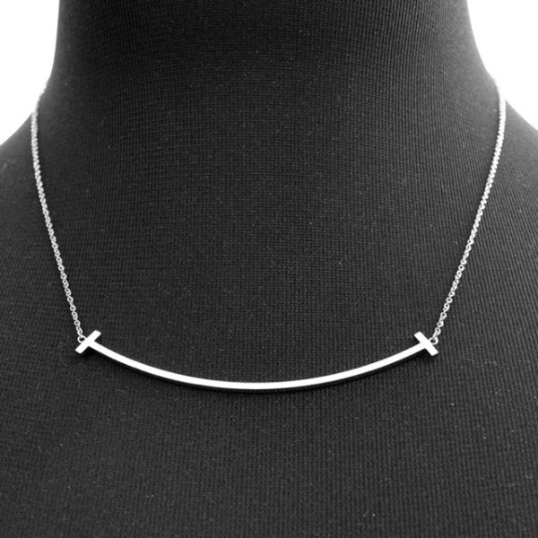 tf antf00519l 3 Tiffany Co T Smile Pendant 18K White Gold Necklace