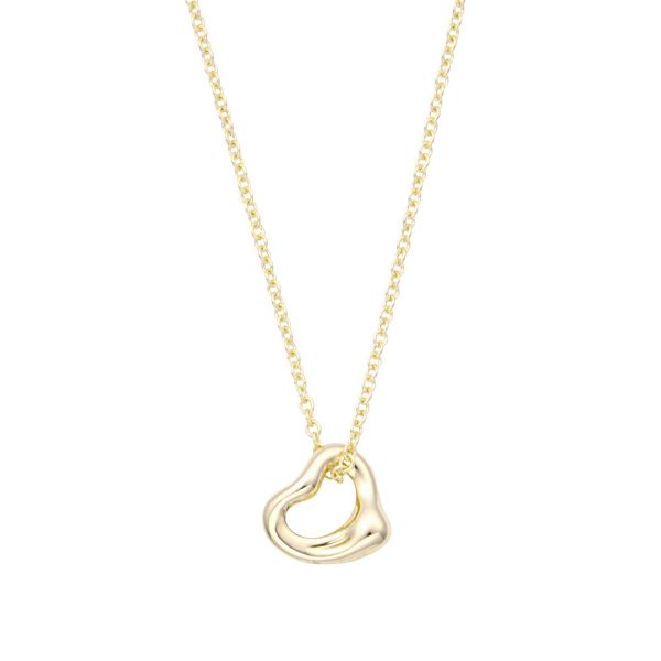 tf antf00745l Tiffany Co Elsa Peretti Open Heart Pendant Necklace 18k Yellow Gold