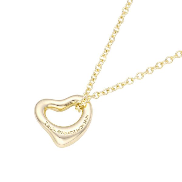 tf antf00745l 2 Tiffany Co Elsa Peretti Open Heart Pendant Necklace 18k Yellow Gold